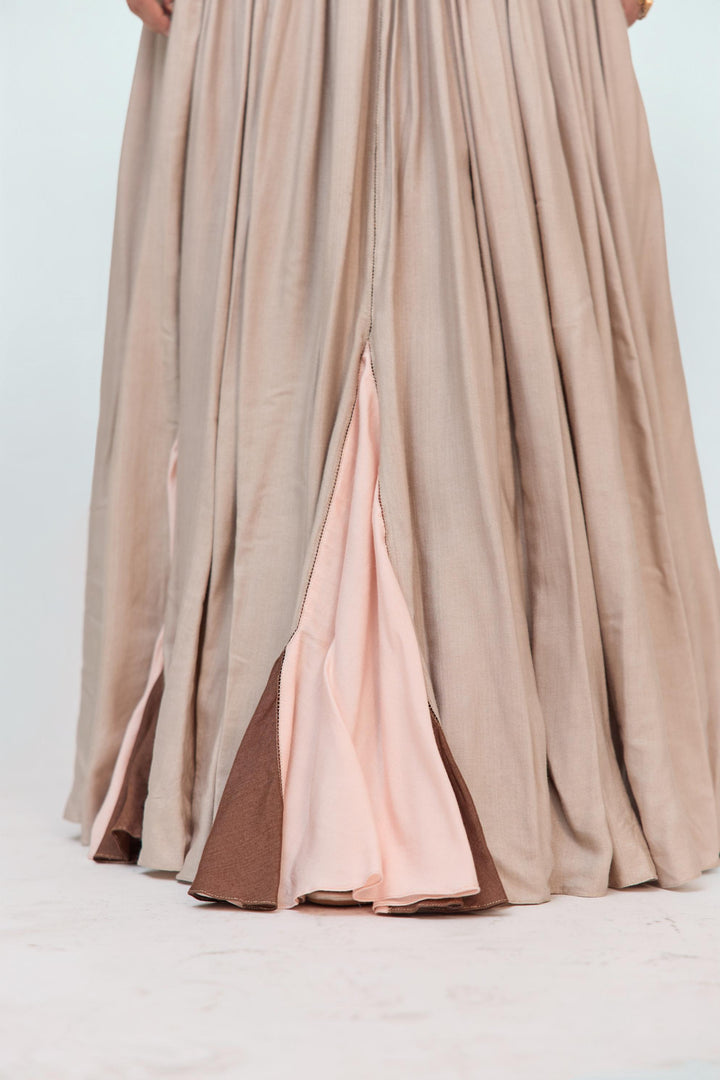 Lotus Bloom Lehnga With Dupatta Warm Grey