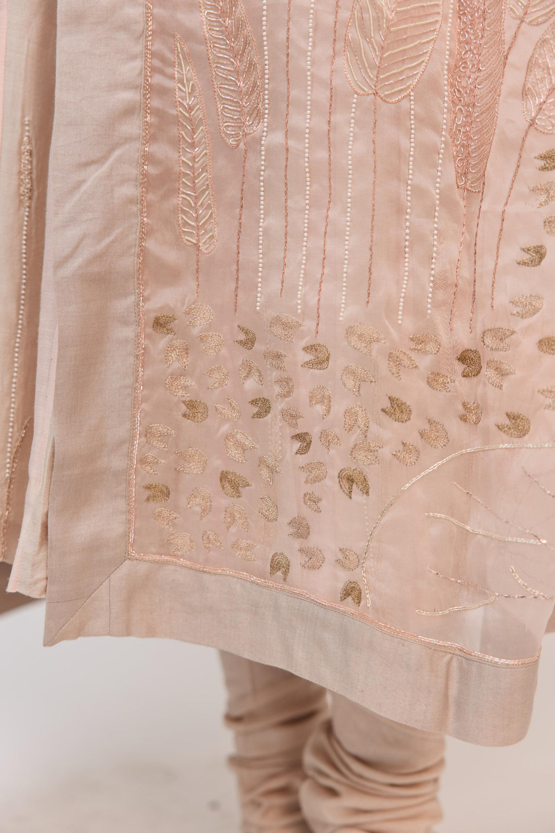 Lotus Bloom Anarkali Set With Dupatta In Warm Grey