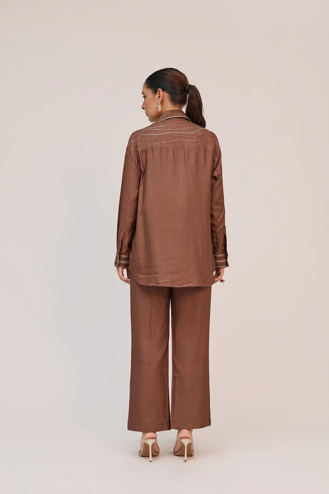 Tree Trunk Co-Ord Set In Dark Brown