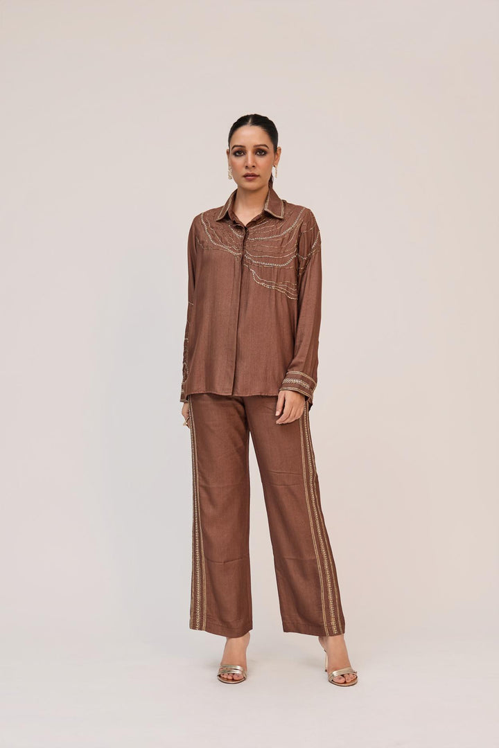 Tree Trunk Co-Ord Set In Dark Brown
