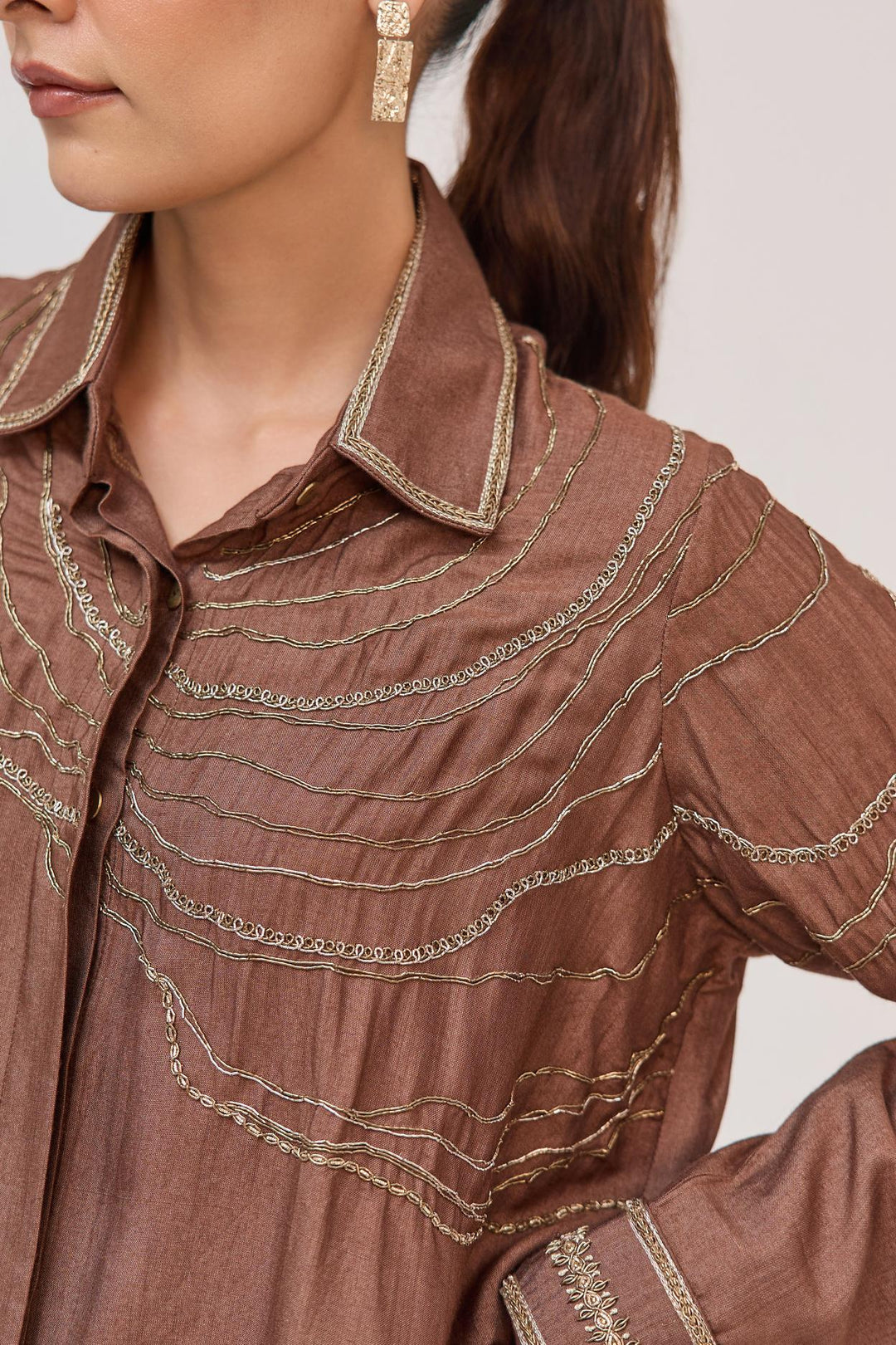 Tree Trunk Co-Ord Set In Dark Brown