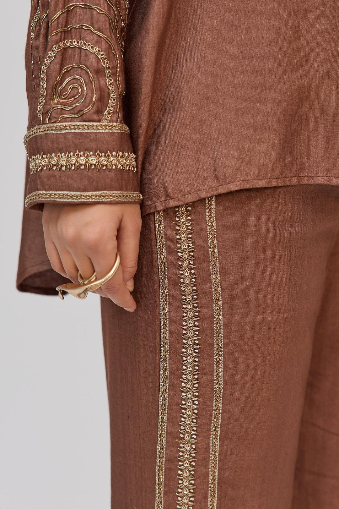 Tree Trunk Co-Ord Set In Dark Brown