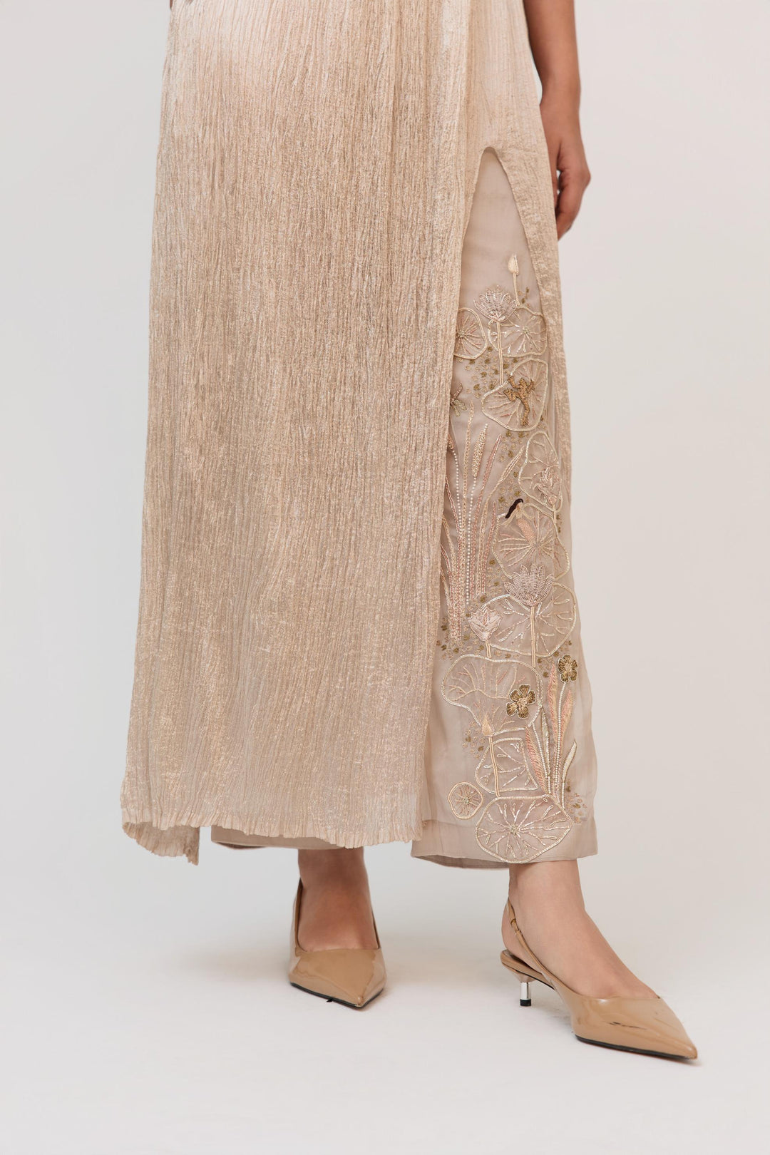 Lotus Bloom Kurta Set Warm Grey