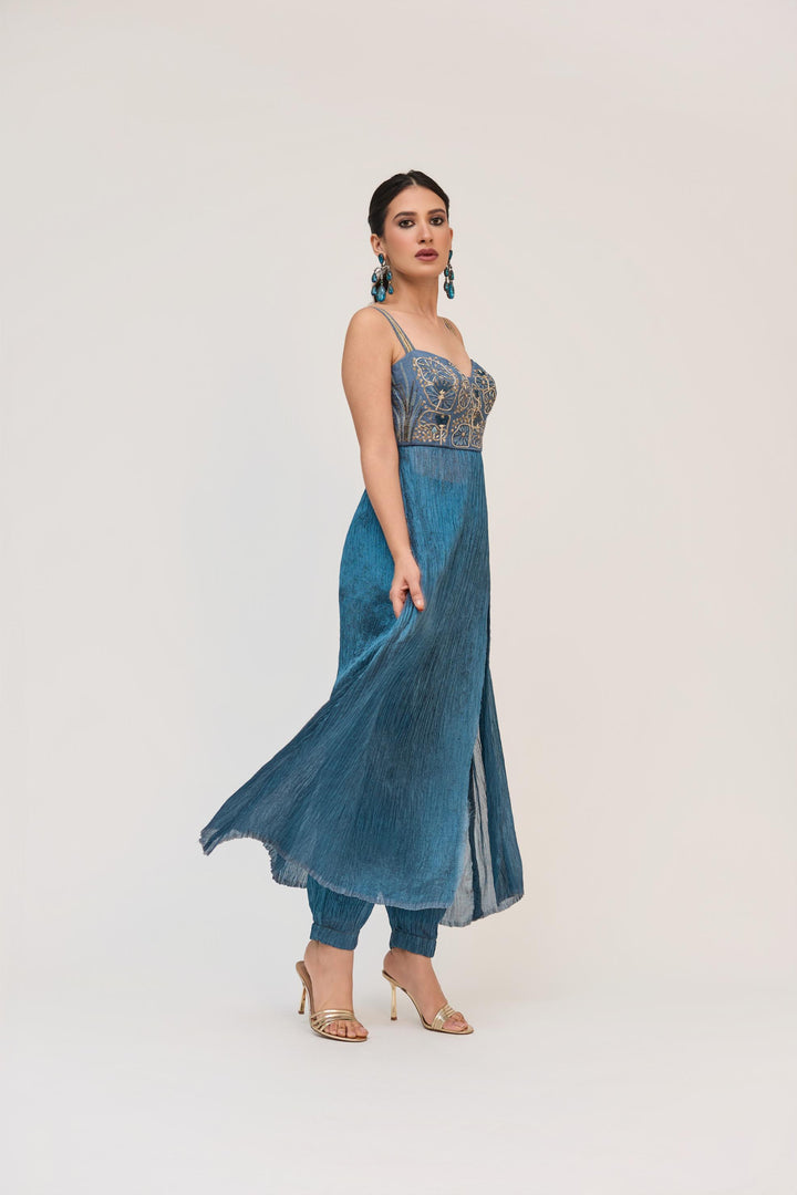Lotus Bloom Kurta Set Aqua Blue