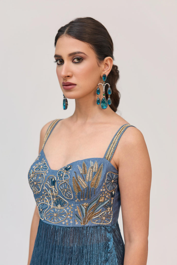 Lotus Bloom Kurta Set Aqua Blue