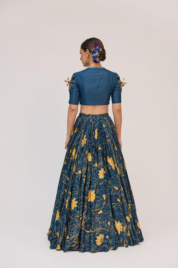 Krishna Kamal Lehnga Set With Dupatta Royal Blue