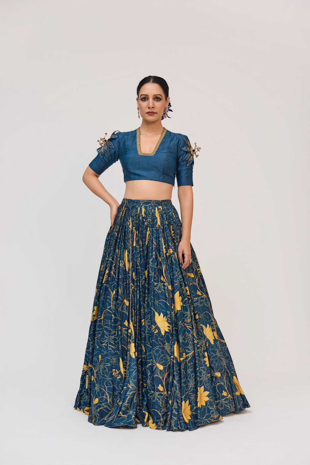 Krishna Kamal Lehnga Set With Dupatta Royal Blue