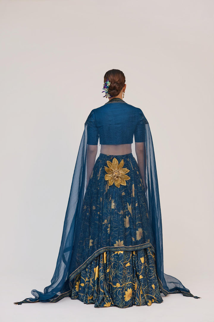 Krishna Kamal Lehnga Set With Dupatta Royal Blue