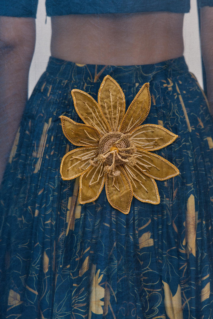 Krishna Kamal Lehnga Set With Dupatta Royal Blue