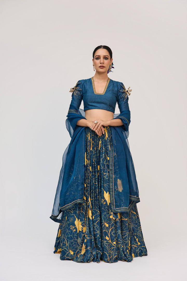 Krishna Kamal Lehnga Set With Dupatta Royal Blue